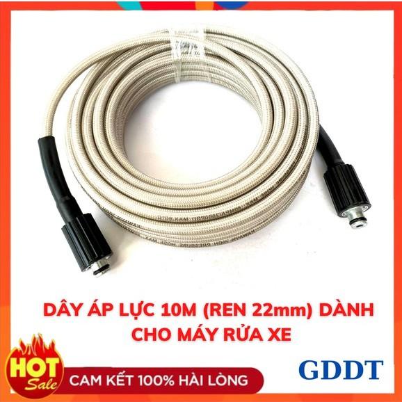 10m Dây rửa xe áp lực cao 2 đầu ren 22mm