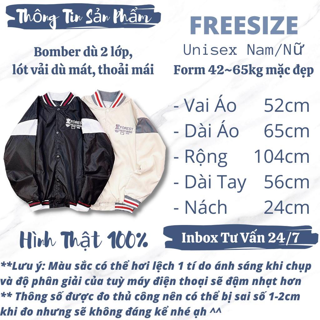 Áo Khoác Dù Nam Nữ Thêu FOREST Siêu Hot Bomber Jackets Gió 2 Lớp UNISEX Thêu FOREST - Áo khoác bomber nam nữ dù  form rộng unisex Thêu GẤU