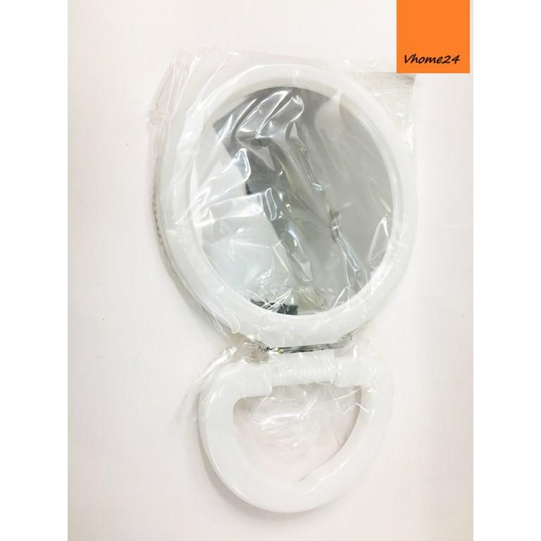 Gương tròn cầm tay chân gập đa năng