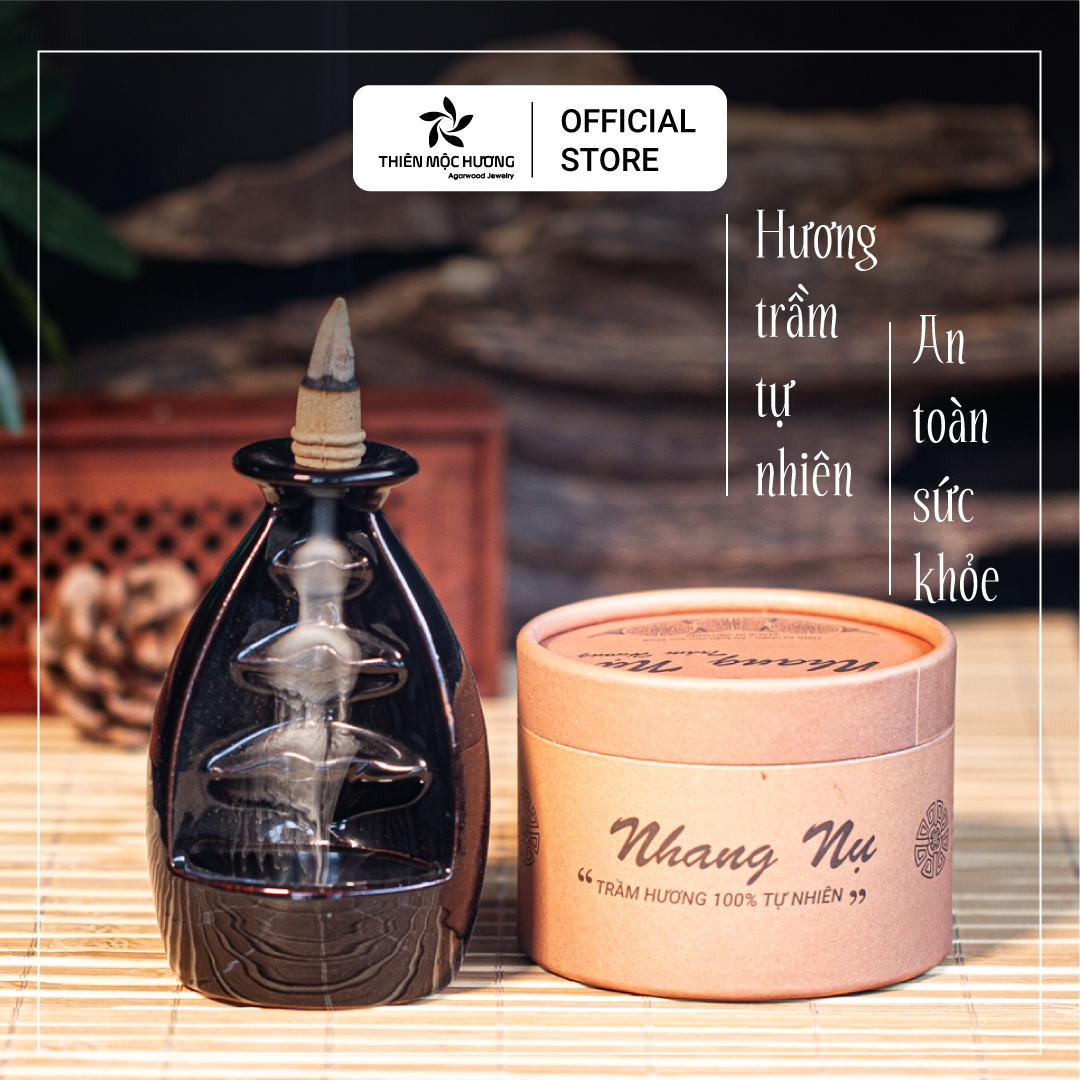 Nhang Nụ Trầm Hương Loại 12 Năm tích trầm - Tặng kèm thác khói xông nhà - Thơm lâu, mùi dễ chịu, an toàn sức khỏe - Thiên Mộc Hương