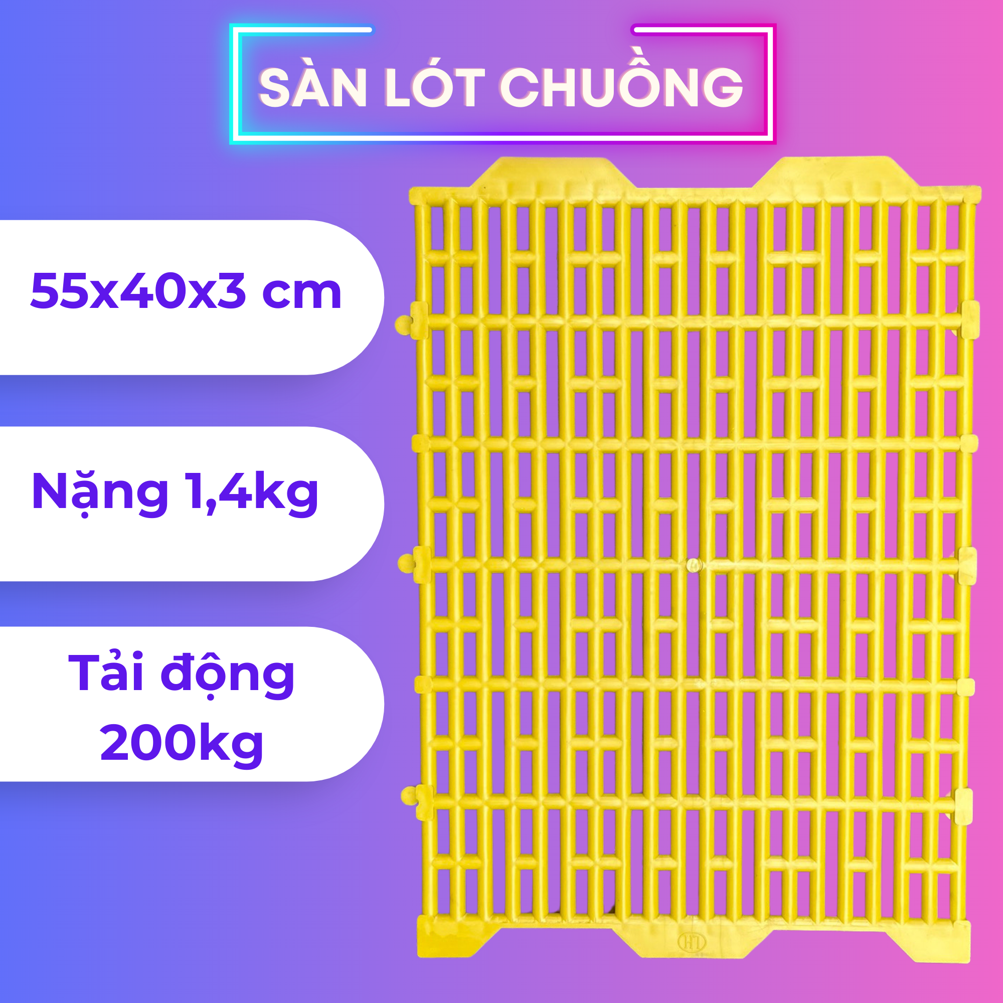 Tấm Nhựa Lót Sàn Chuồng Chó/Heo 40x55cm Bền Chắc Có Nhám Chống Trượt - Bằng Nhựa PP Nguyên Sinh