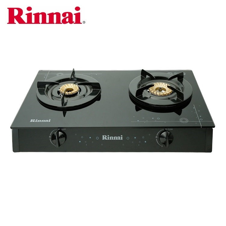Bếp gas 7 tấc Rinnai RV-7 Double Glass , Chén đồng có đầu hâm tiết kiệm gas - Hàng chính hãng