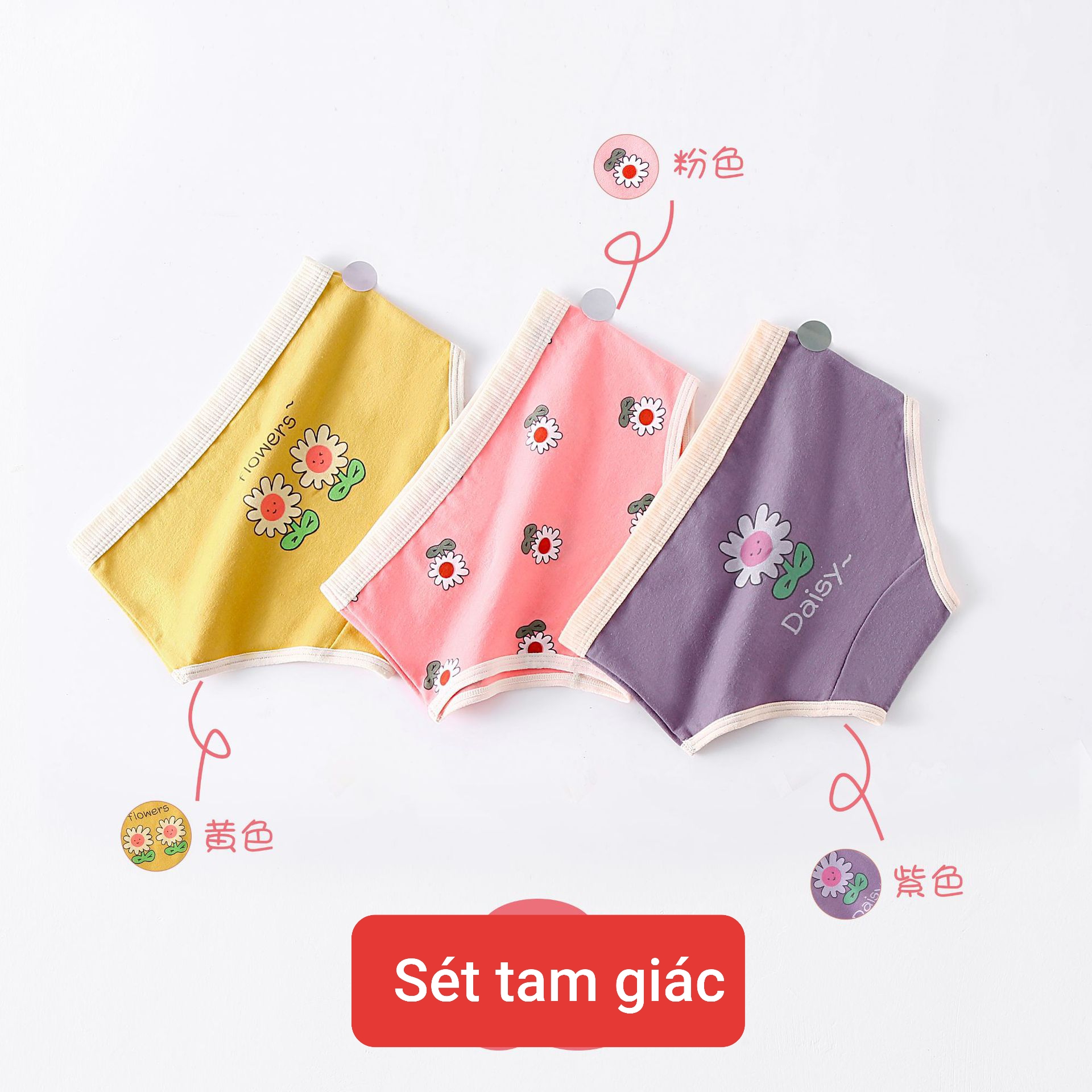 Quần lót bé gái sét 3 chiếc tam giác siêu đẹp chất cotton mềm mịn kháng khuẩn cho bé từ 2-11 tuổi
