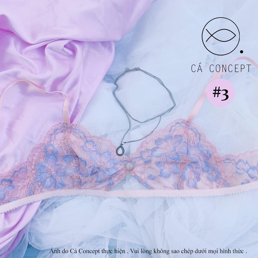 Bộ sưu tập Bra nữ CÁ CONCEPT đồ lót thiết kế bralette ren hoa hồng xanh