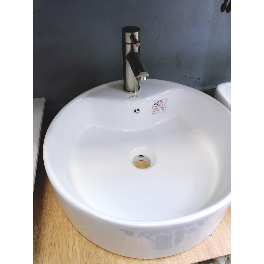 Lavabo sứ tròn để bàn tráng men nano