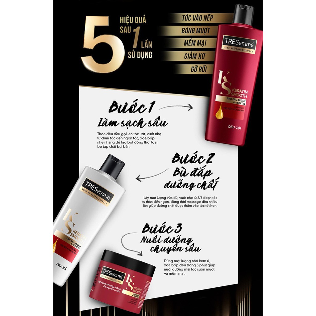 Combo 2 Dầu Gội, Dầu Xả TRESEMME Keratin Smooth suôn mượt 640g, 620g