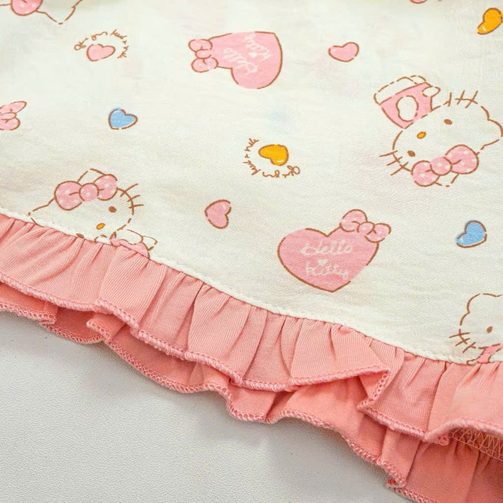 BỘ PYJAMA BÉ GÁI CHẬT ĐŨI COTTON MỀM MẠI VỚI HOẠ TIẾT GẤU, KITTY DỄ THƯƠNG TỪ 12-50KG CHO BÉ GÁI