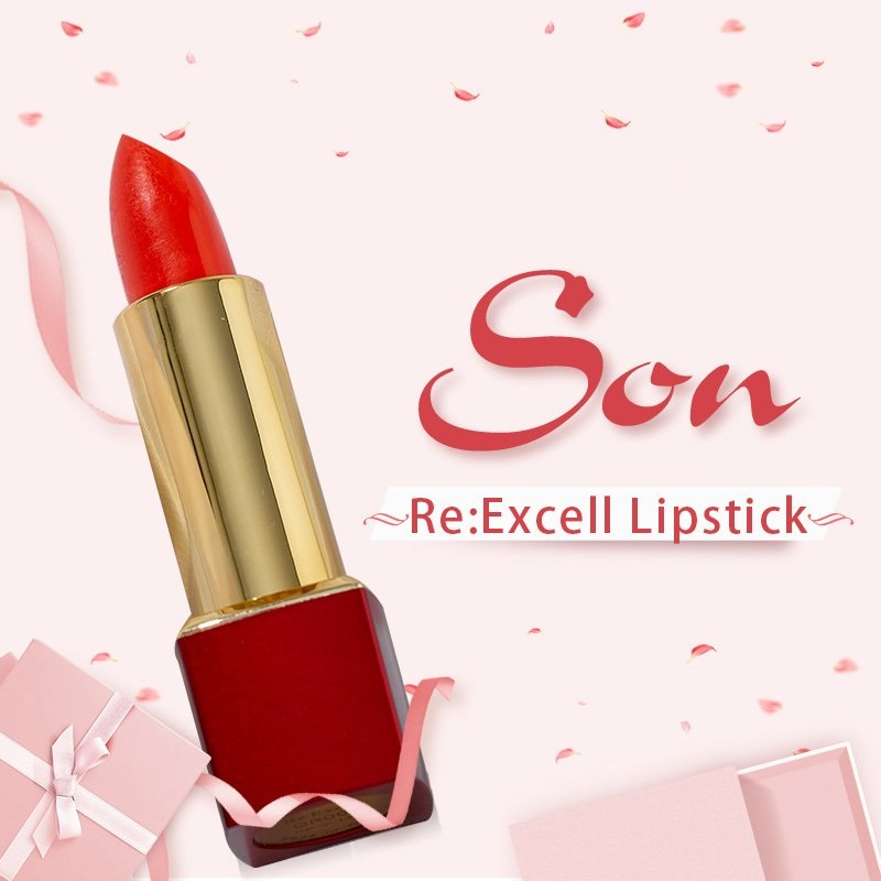 Son môi Re:Excell LIPSTICK, hàng nhập khẩu LB Cosmetic HÀN QUỐC không chì, chống thâm môi, chiết xuất từ thiên nhiên, dưỡng môi mềm mịn, lên màu môi chuẩn, bền màu tới 24h, không chứa chất độc hại với sức khỏe, 3,5g