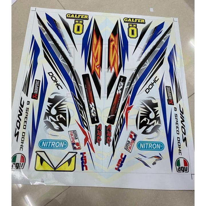 Tem rời xe sonic 150 RS trắng xanh