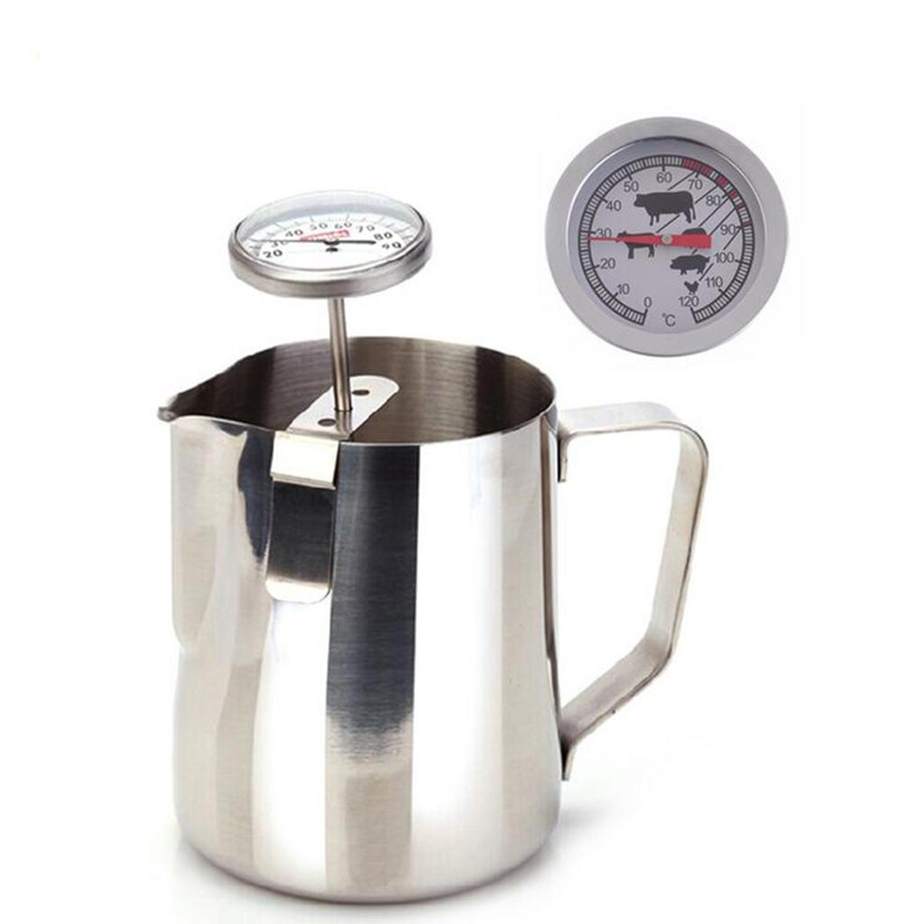 2Pieces Dial Thermometer Probe-Type Coffee Milk Drinks BBQ Meat
