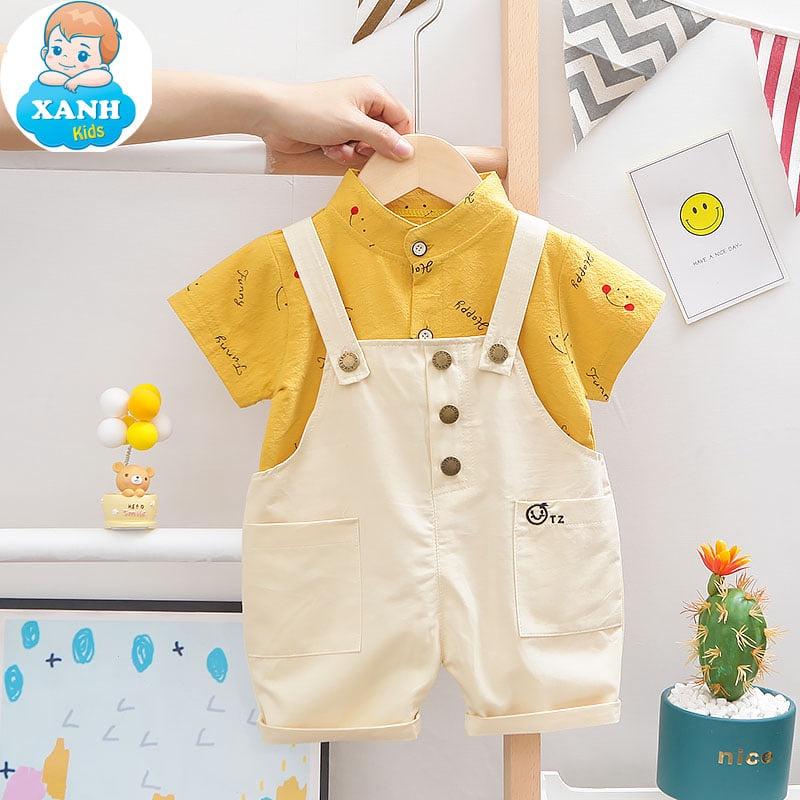 Set áo thun và quần yếm in khủng long cho bé trai và bé gái từ 0-4 tuổi -