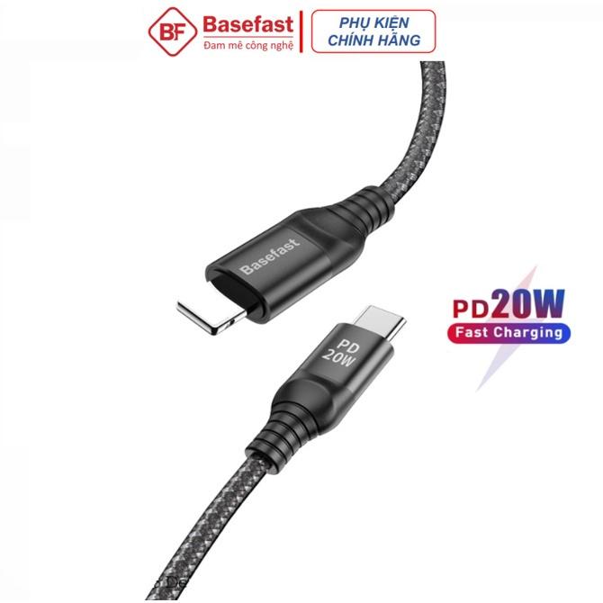 Dây sạc IP 20W Chính hãng Basefast - Cáp bọc dù siêu bền 1m 2m cho IP 11 12 pro 13 pro max 14 max - CSPD6 - Hàng Chính Hãng