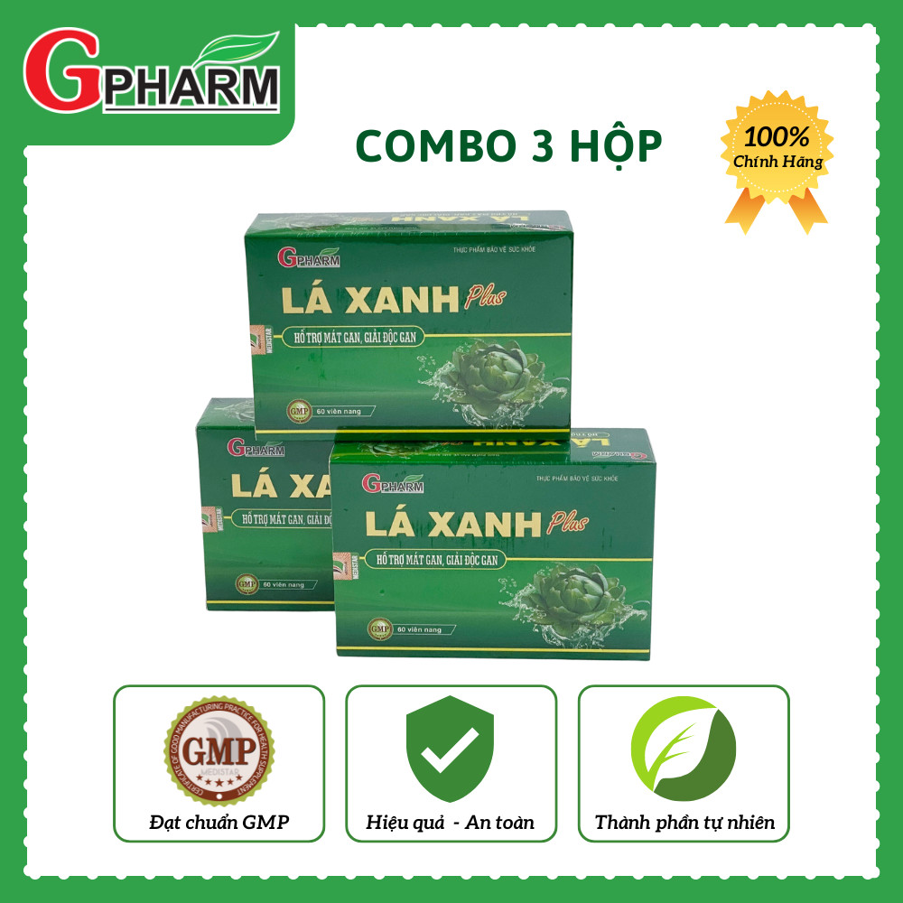 Thực phẩm bảo vệ sức khỏe Viên uống LÁ XANH PLUS hỗ trợ thanh nhiệt, giải độc, mát gan