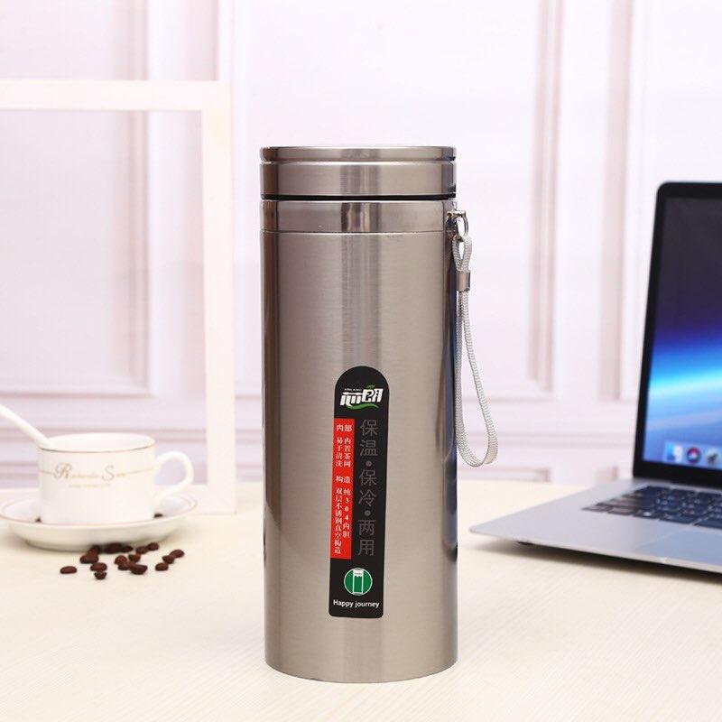 Bình giữ nhiệt inox 304 cao cấp C90,Bình nước giữ nhiệt nóng và lạnh có dây đeo và lưới lọc