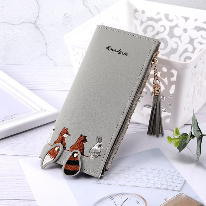 Ví cầm tay nữ hình sóc nâu dễ thương thời trang hàn quốc