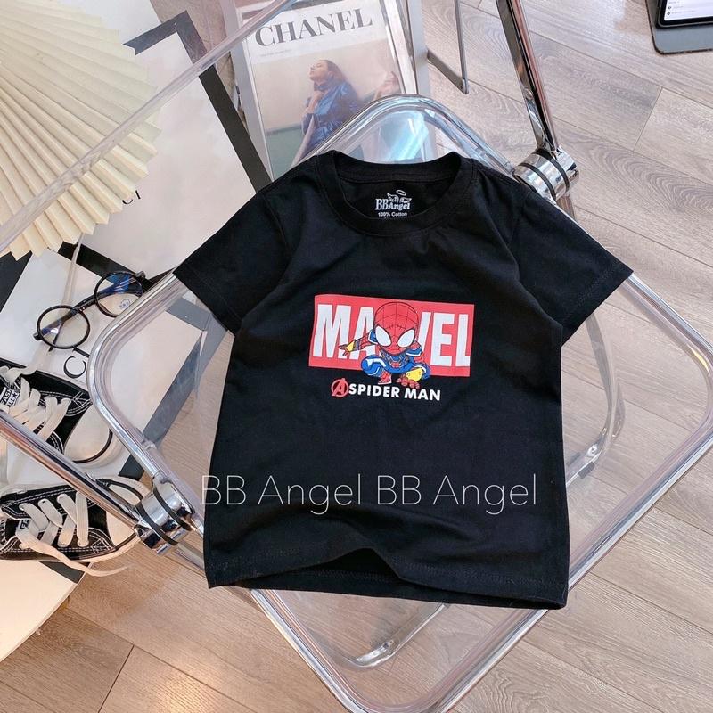 Áo cotton cộc tay bé trai in hình Mavel Spider Man với năm màu ghi. vàng. trắng. đen. đỏ sz 25-35kg