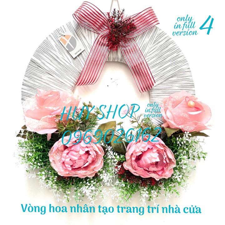 VÒNG HOA NHÂN TẠO TRANG TRÍ TREO TƯỜNG 40CM 01-06