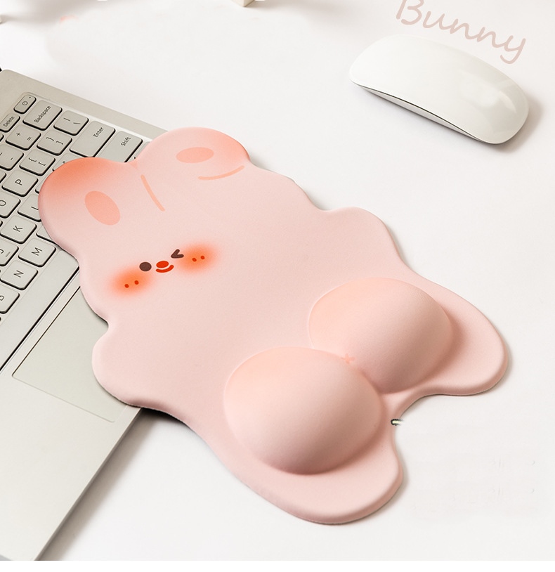 Miếng Kê Tay Bàn Phím Đệm Lót Chuột Mouse Pad Bunny Pink_ Hàng chính hãng