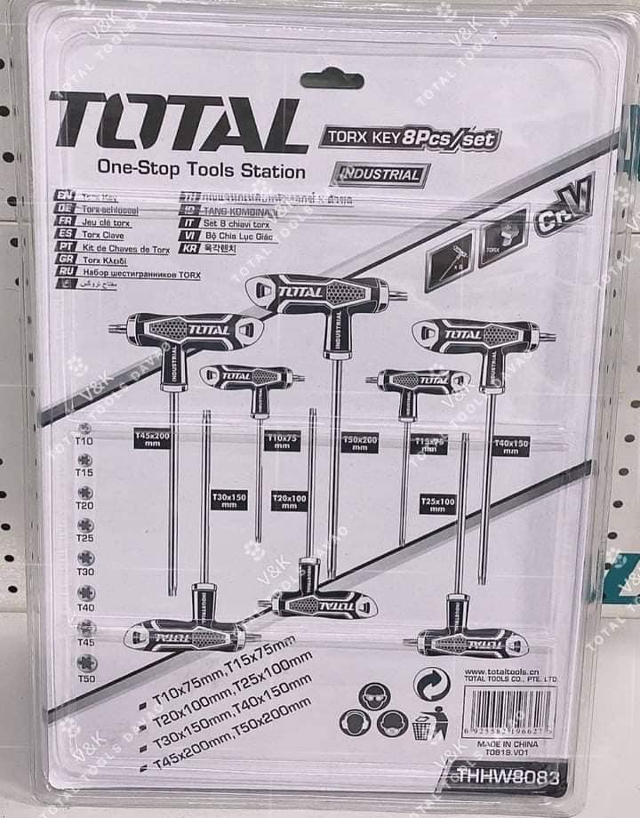 BỘ 8 CHÌA LỤC GIÁC BÔNG  TAY CẦM CHỮ T TOTAL THHW8083 - HÀNG CHÍNH HÃNG