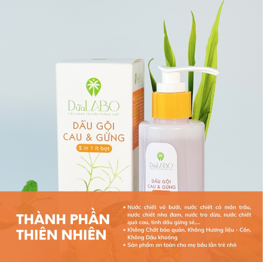 Dầu Gội Cau Và Gừng Dừa LABO : Sạch gàu ngay trong lần đầu sử dụng. Kích thích tuần hoàn da dầu, giúp thư giãn, làm sạch sâu từ bên trong.