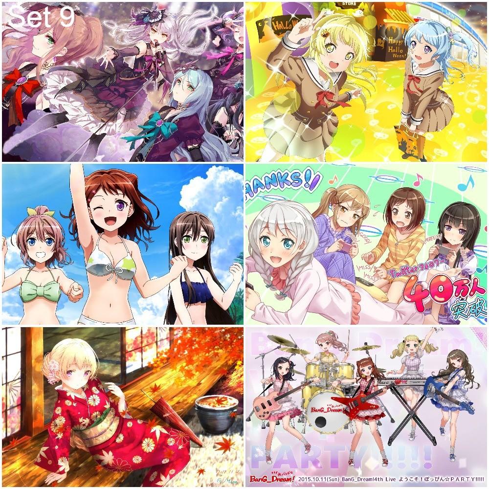 Bộ 6 Poster BanG Dream! Bandori (2) (bóc dán) - A3,A4,A5