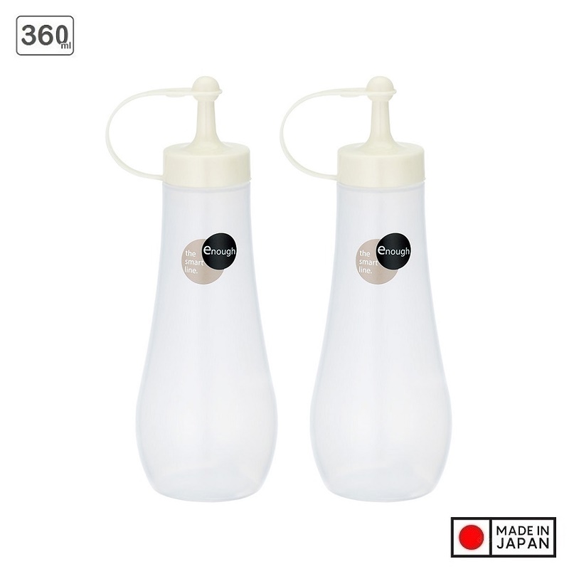 Combo Bình đựng gia vị, nước sốt, nước tương Enough 360ml màu trắng nội địa Nhật Bản