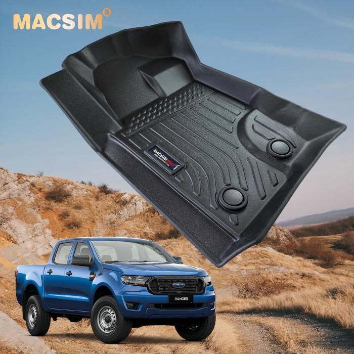 Thảm lót sàn xe ô tô Ford Ranger/ Raptor 2012-2021Nhãn hiệu Macsim chất liệu nhựa TPE cao cấp màu đen