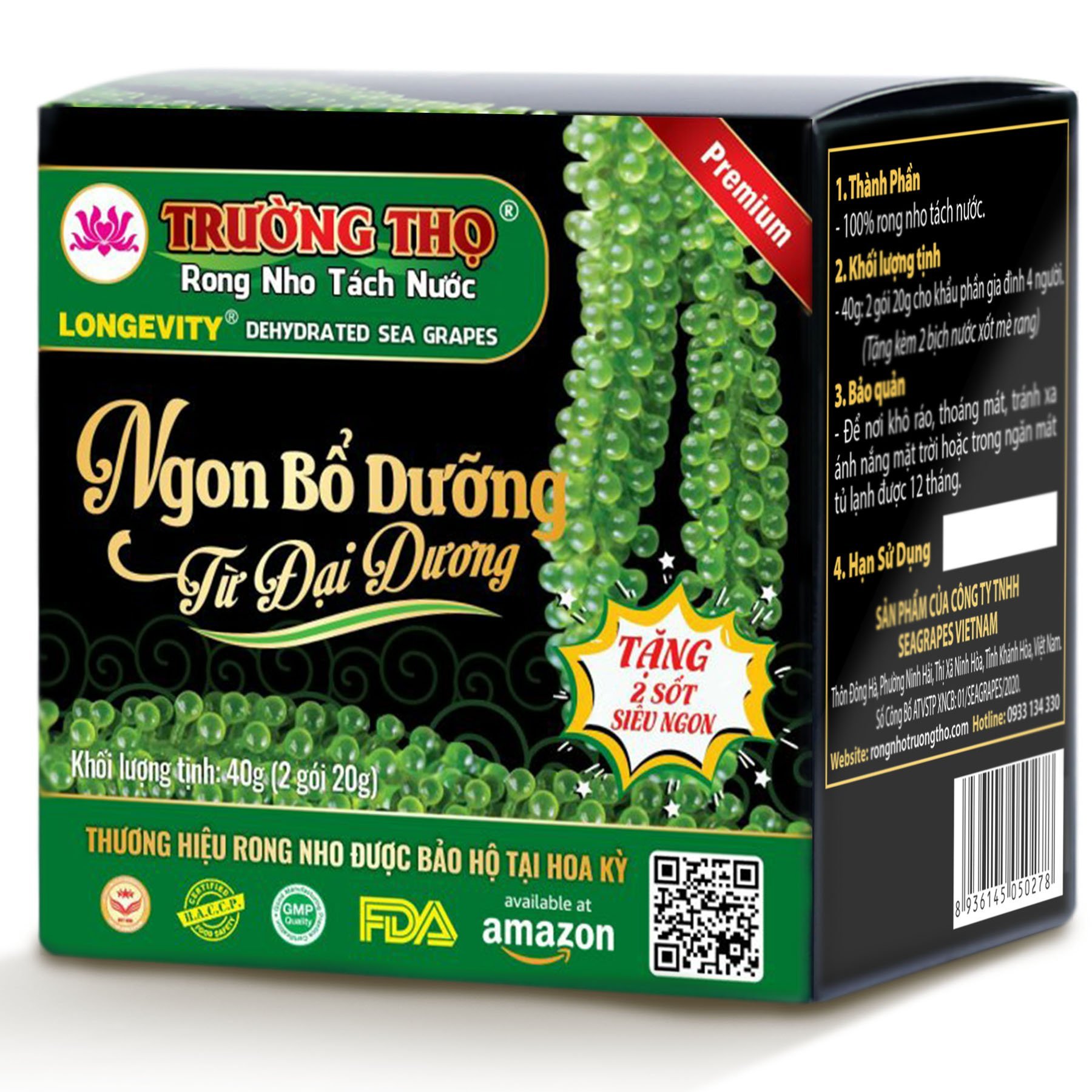 Rong Nho Trường Thọ - Số 1 Amazon Hoa Kỳ -  Hộp 40g