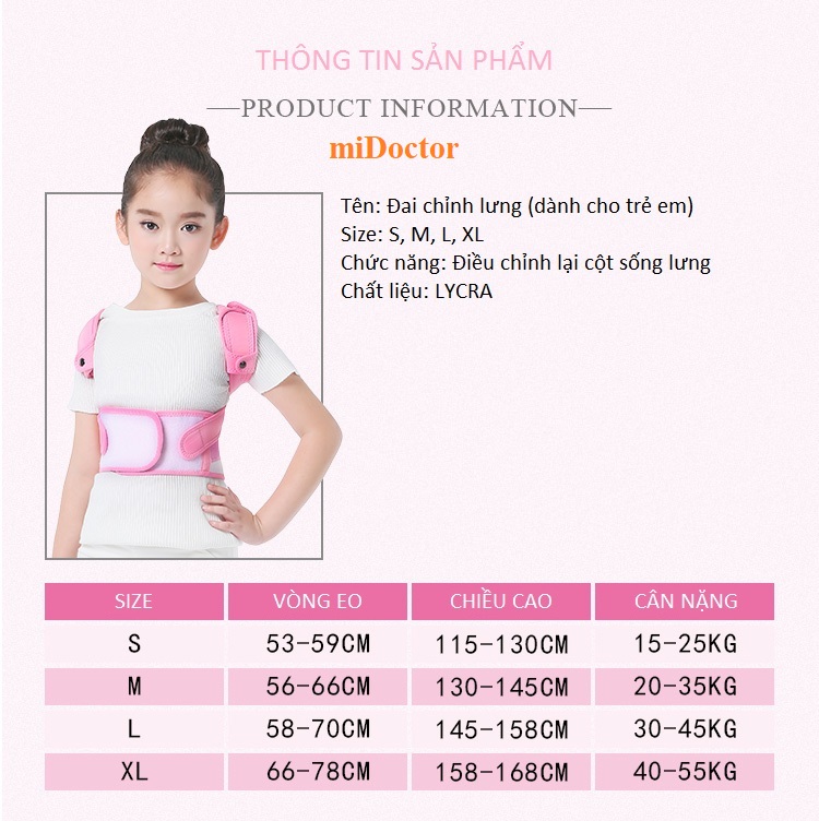 Đai Chống Gù Lưng Trẻ Em Học Sinh - Chính Hãng miDoctor