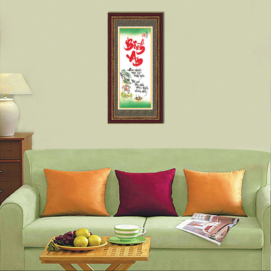 Tranh Khung Thư Pháp VẠN SỰ BÌNH AN (TPT_30-03) (30 x 60 cm) Thế Giới Tranh Đẹp