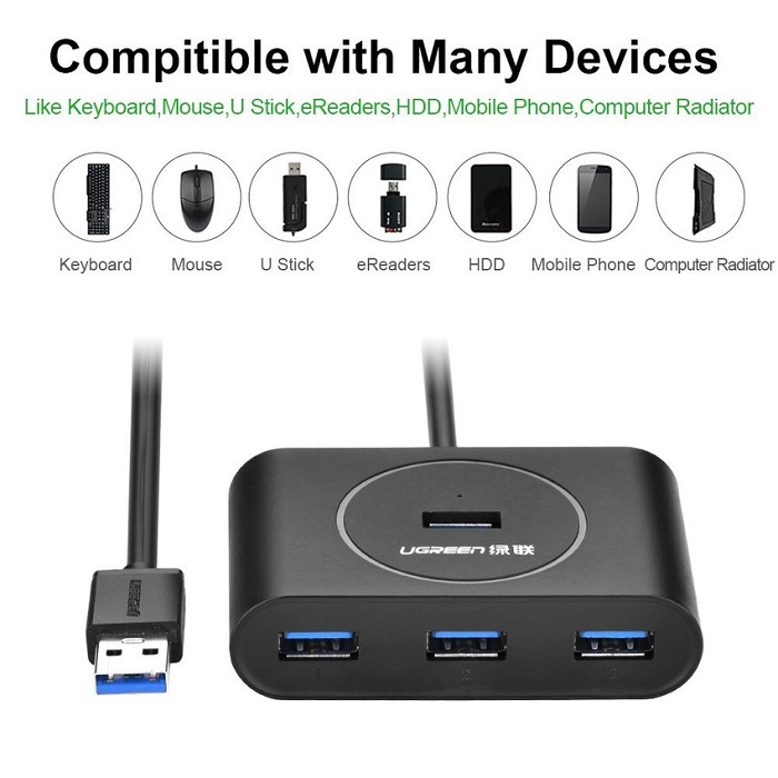 Hub USB 2.0/ 3.0 4 cổng tốc độ 5Gbps UGREEN hàng chính hãng