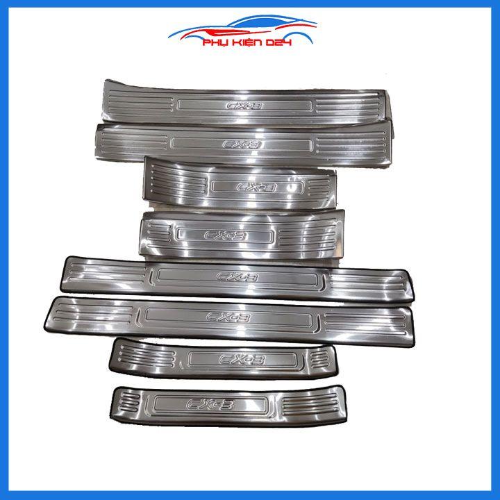 Ốp bậc cửa, nẹp bước chân INOX cho xe Mazda CX3, CX-3 2021-2022-2023