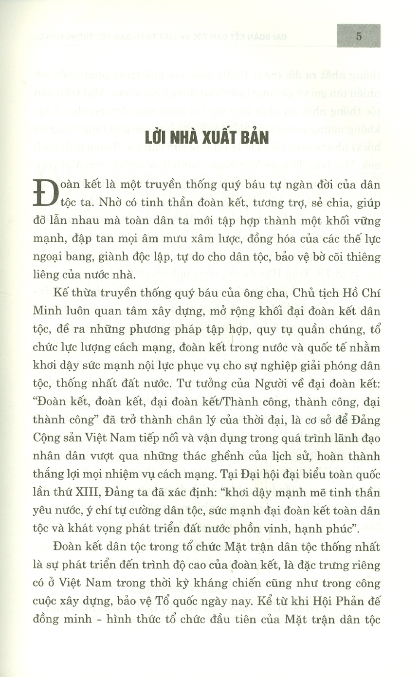 Đại Đoàn Kết Dân Tộc Và Mặt Trận Dân Tộc Thống Nhất - Một Số Vấn Đề Lý Luận Và Thực Tiễn (Bản giới hạn in 100 bản)