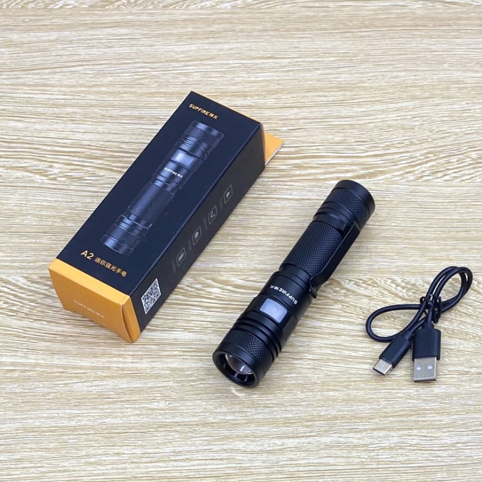 Đèn pin led siêu sáng Supfire A2 pin Lithium, sạc USB ( Hàng Chính Hãng )