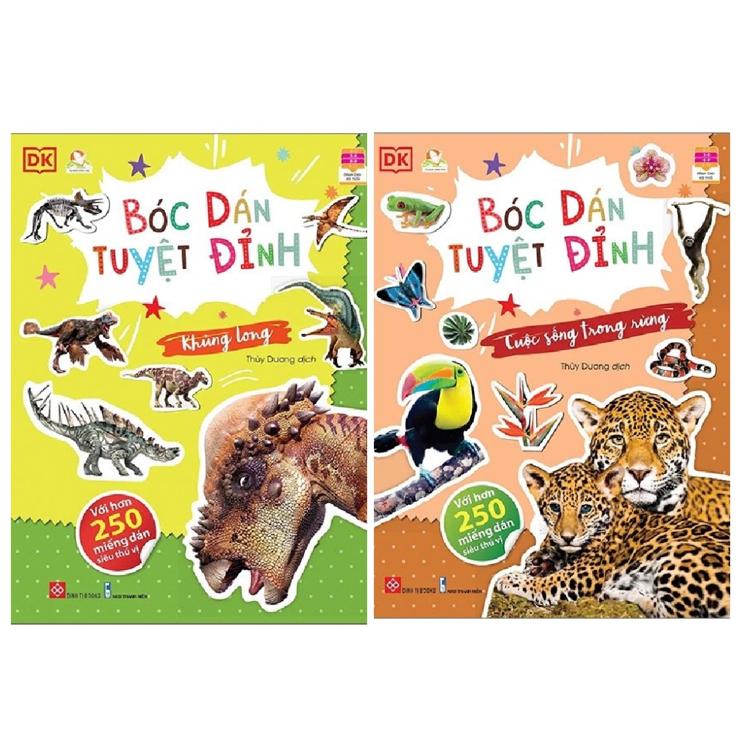 Bộ 2 cuốn Bóc Dán Tuyệt Đỉnh: Khủng Long + Cuộc Sống Trong Rừng