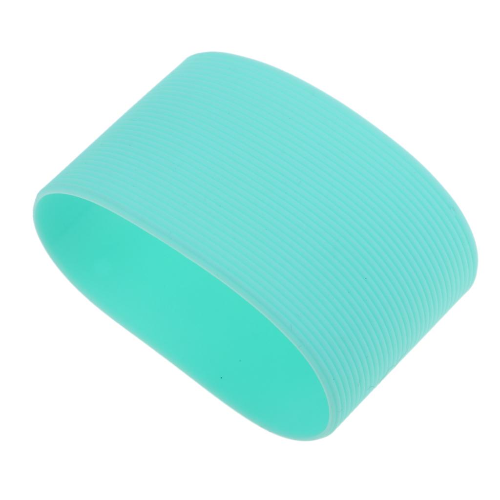 2xOutdoor Silicone Round Non- Water Bottle Mug Cup Sleeve Cover Green