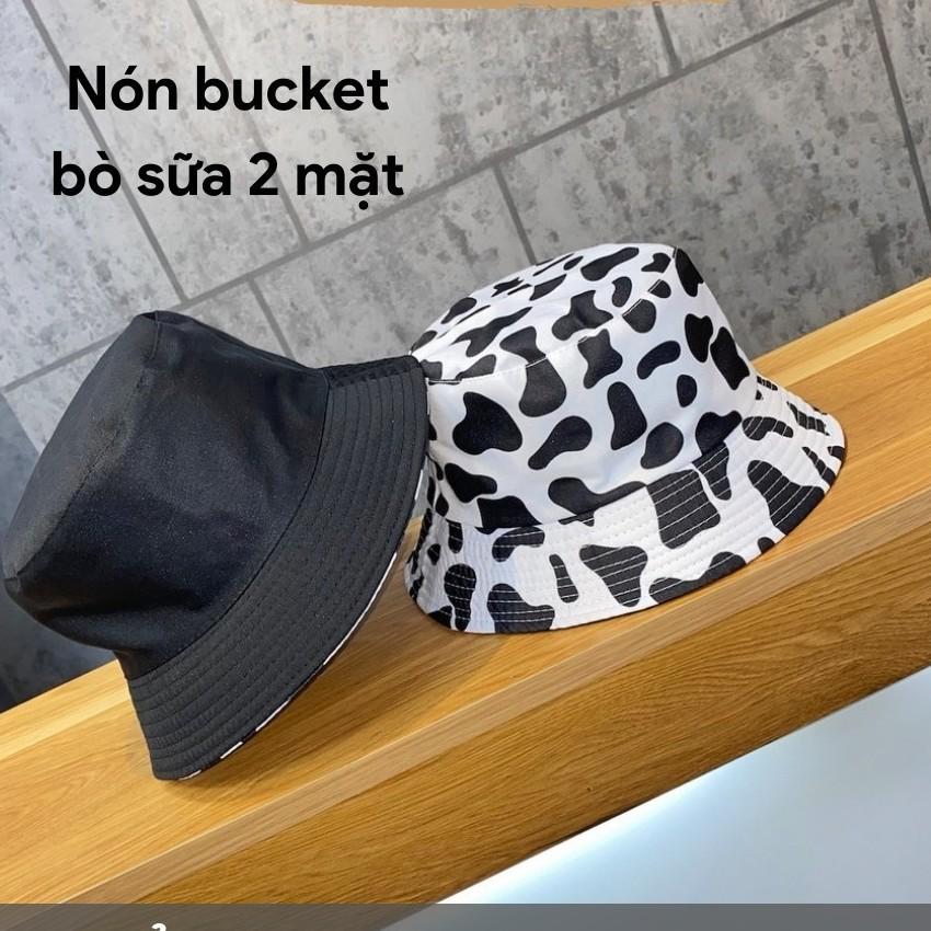 Mũ Bucket HAI MẶT Hoa Văn Bò Sữa Nam Nữ Mùa Hè Mũ Tai BÈo Vành Rộng CHụp Ảnh Hot Trend