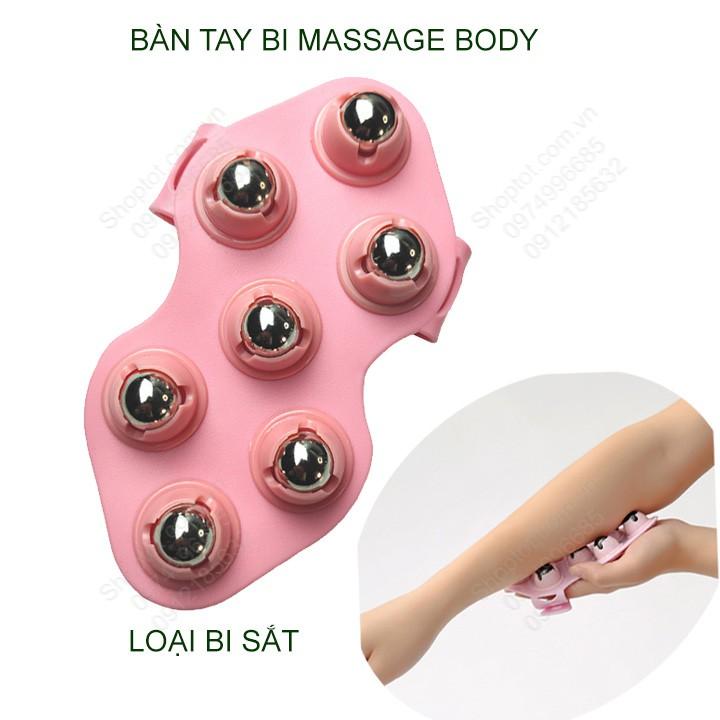 Bi massage body gắn bàn tay, có loại 7 bi bằng sắt và loại 7 bi từ tính cho khách lựa chọn