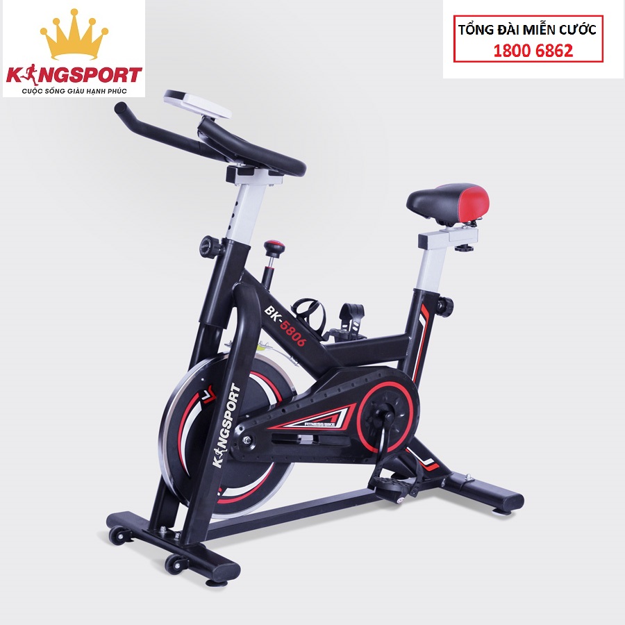 Xe đạp tập thể dục tại nhà Kingsport BK-5806, tích hợp đồng hồ thông minh đo nhịp tim và các thông số khi tập luyện, cân nặng phù hợp từ dưới 70-75kg