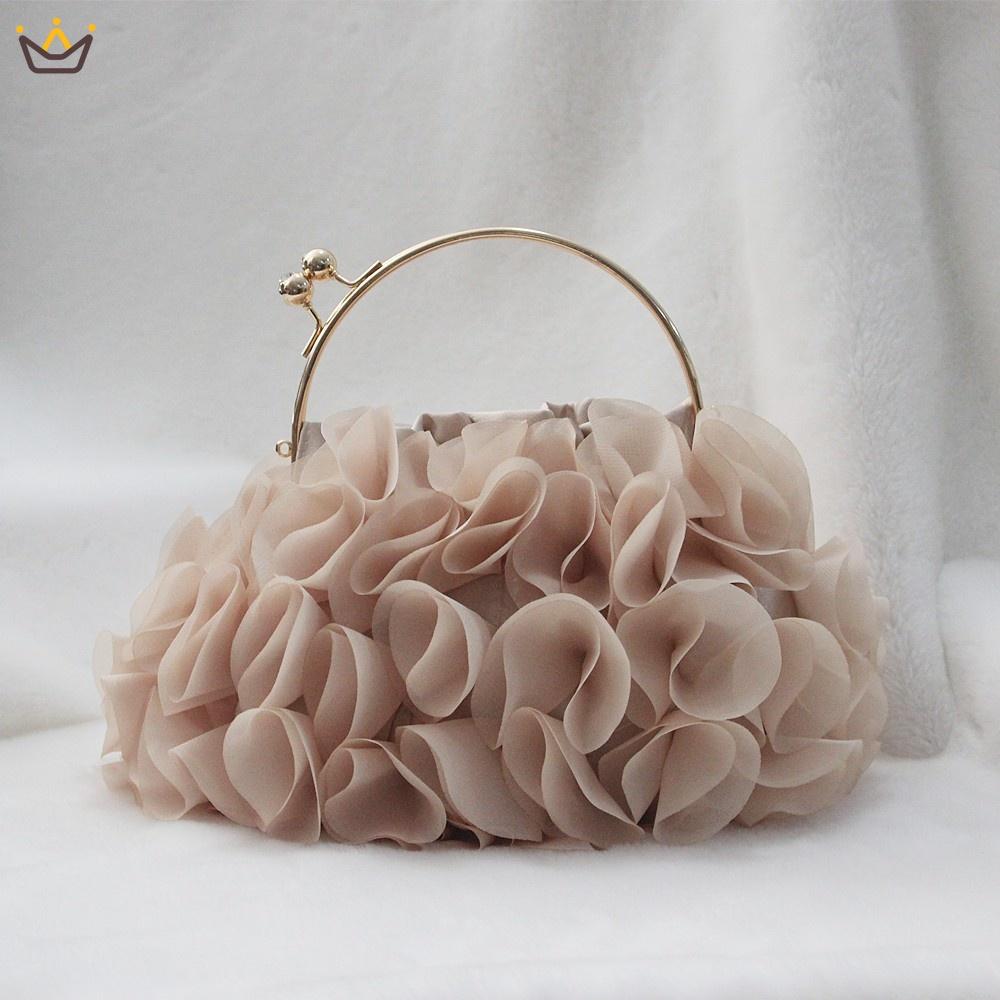Túi Xách Tay Màu Trơn Đính Hoa Sang Trọng Thời Trang Cho Nữ