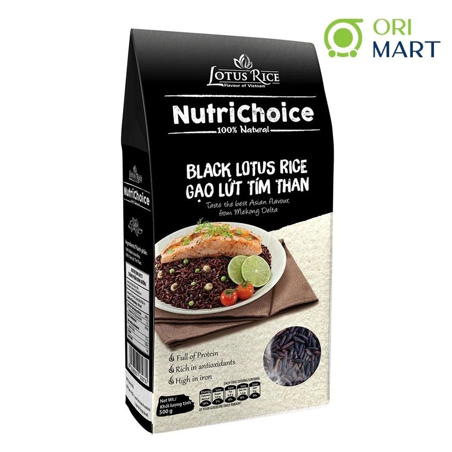 Combo 5 Gạo Lứt Tím Than Hữu Cơ NutriChoice Black Lotus Rice Gói 500g Thơm Ngon Giàu Dinh Dưỡng ORIMART