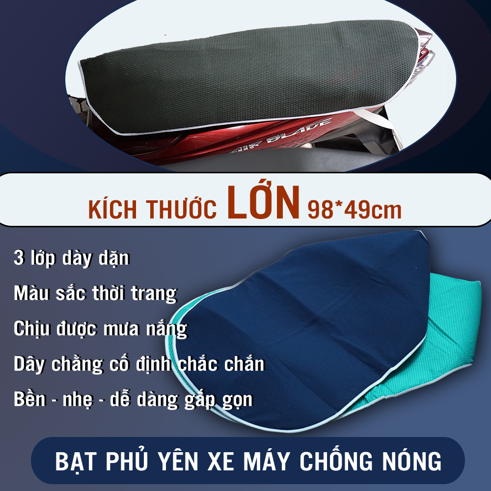 1 Tấm Bạt Đệm Miếng Phủ Trùm Lót Che Yên Xe Máy SIZE LỚN Chống Nóng Nắng Mưa 3 Lớp Cao Cấp