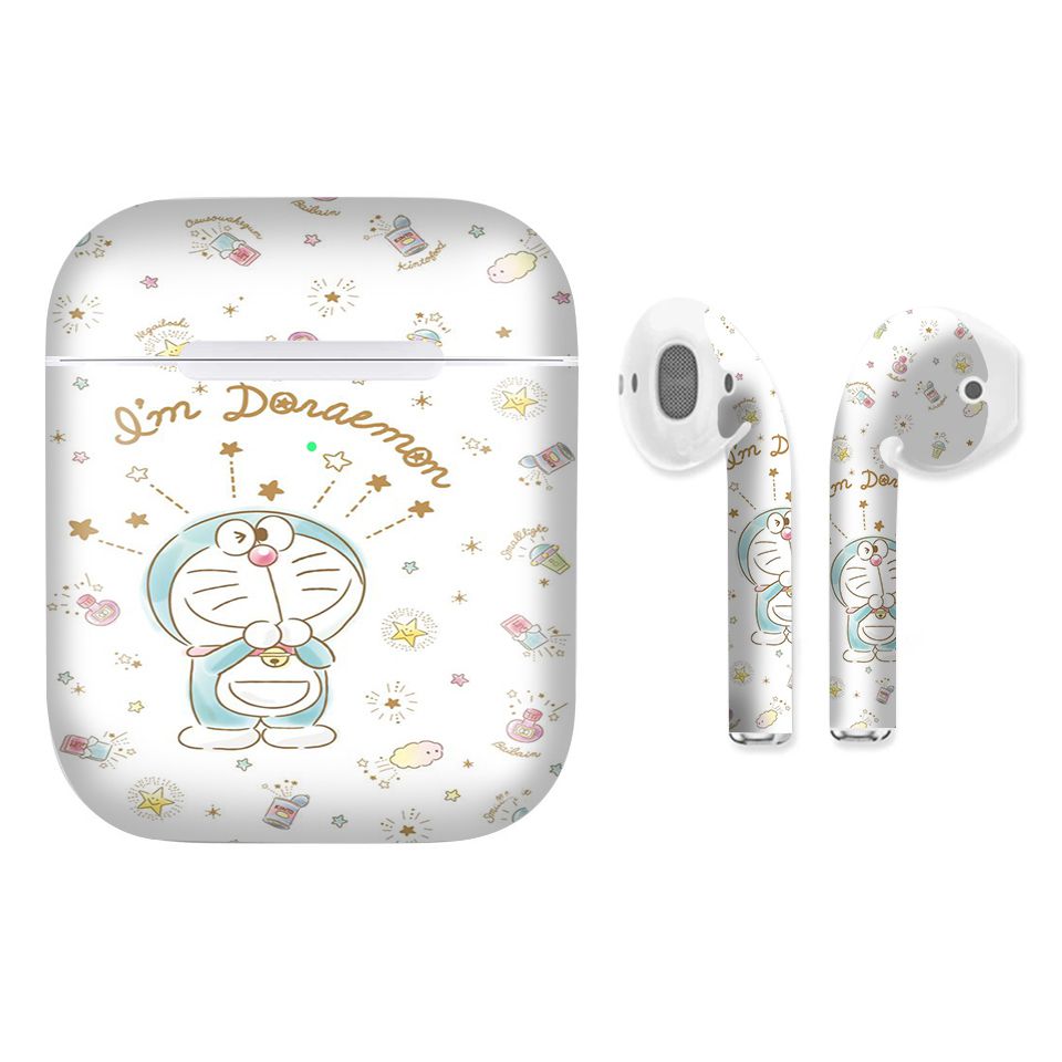 Miếng dán skin chống bẩn cho tai nghe AirPods in hình Doremon - Dor024 (bản không dây 1 và 2)