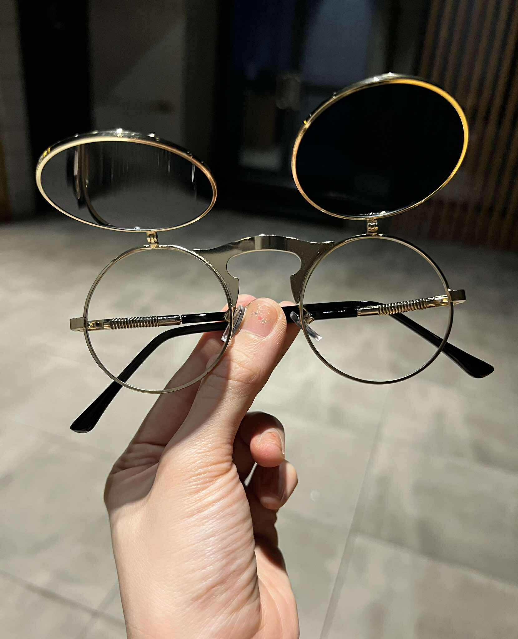 Kính Mắt tròn xoe 2 lớp 2 in1 đi ngày và đêm