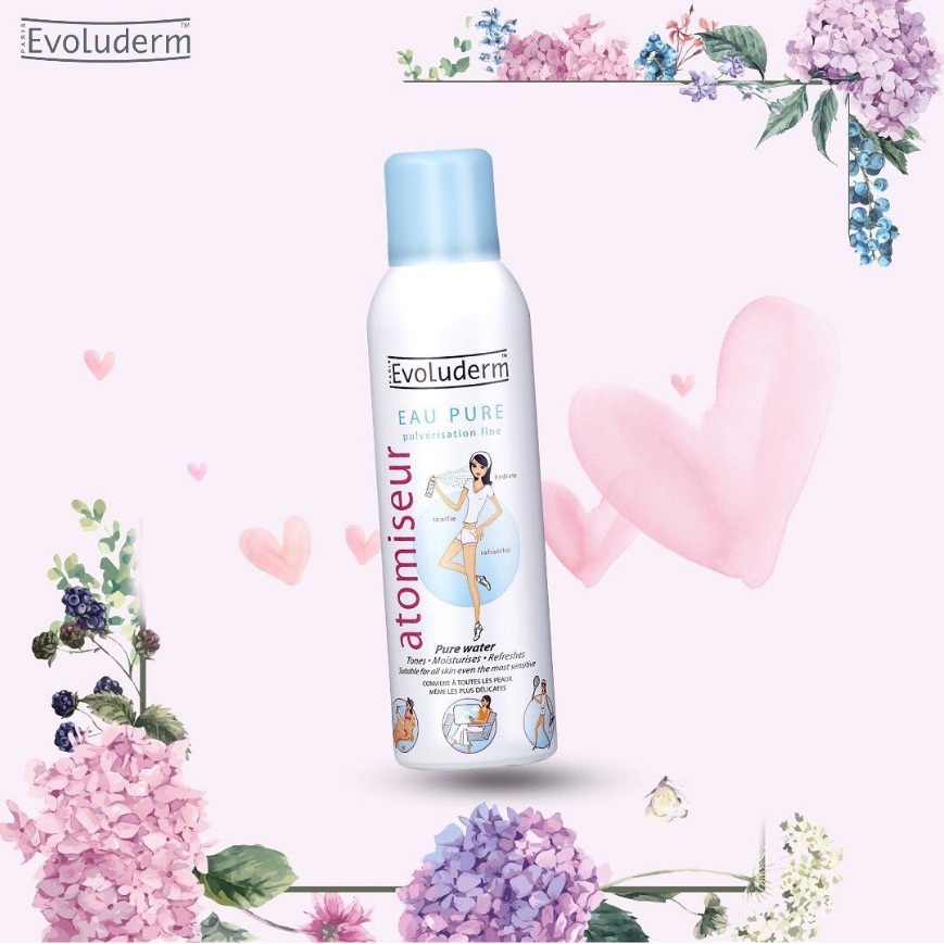 Xịt khoáng Evoluderm giúp dưỡng ẩm cấp nước và làm dịu làn da - Evoluderm Atomiseur Eau Pure 150ml