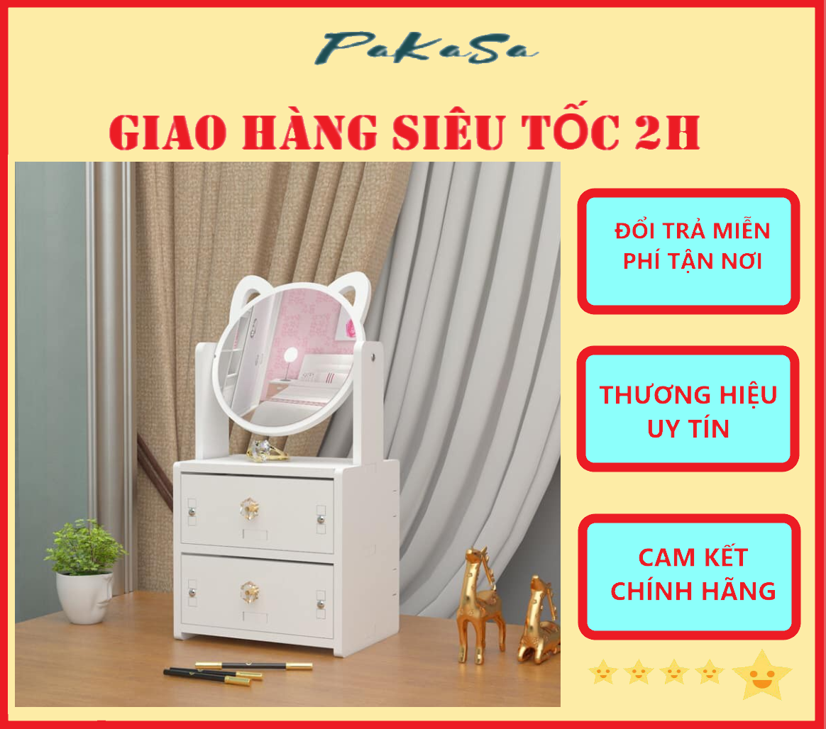 Kệ , Tủ Mỹ Phẩm Trang Điểm Để Bàn Có Gương Nhiều Ngăn - Hàng Chính Hãng