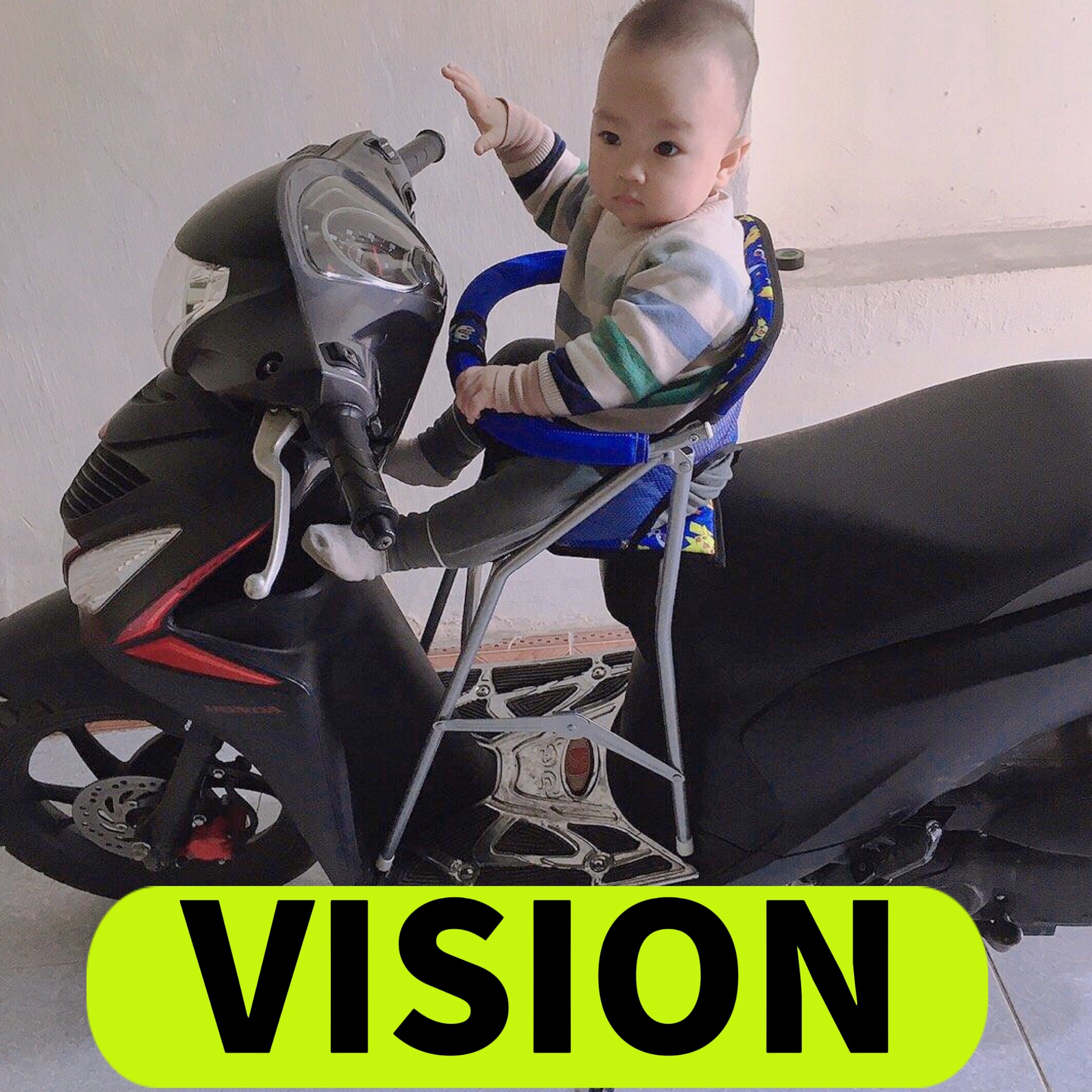 GHẾ ĐI XE VISION CHO BÉ , GHẾ GA XẾP SẮT SƠN TĨNH ĐIỆN