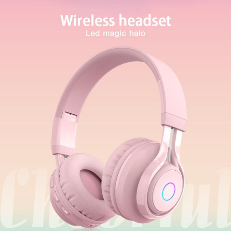 Đèn LED Tai Nghe Không Dây Tai Nghe Nhiều Màu Sắc Tai Nghe Có Thể Gập Lại Điều Chỉnh Tai Nghe Stereo Tai Nghe Chụp Tai Dành Cho Điện Thoại Máy Tính Chơi Game