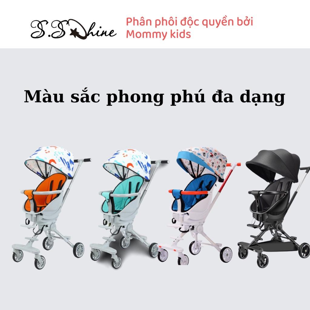 Xe đẩy du lịch gấp gọn MOMMYKIDS MINH CHÂU 4 bánh cho bé, ghế có thể điều chỉnh chế độ nằm, đảo chiều cho bé 0-5 tuổi