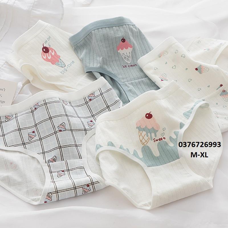 Quần Lót Nữ Cotton Kháng Khuẩn ICE CREAM Cô Gái Ngang Eo . Hàng Loại Đẹp.